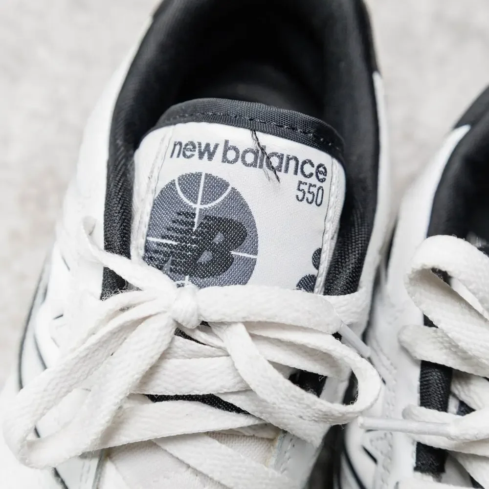 New Balance 550 White Black Leather Oreo Retro Sneakers Mens Size 8 Womens 9.5
